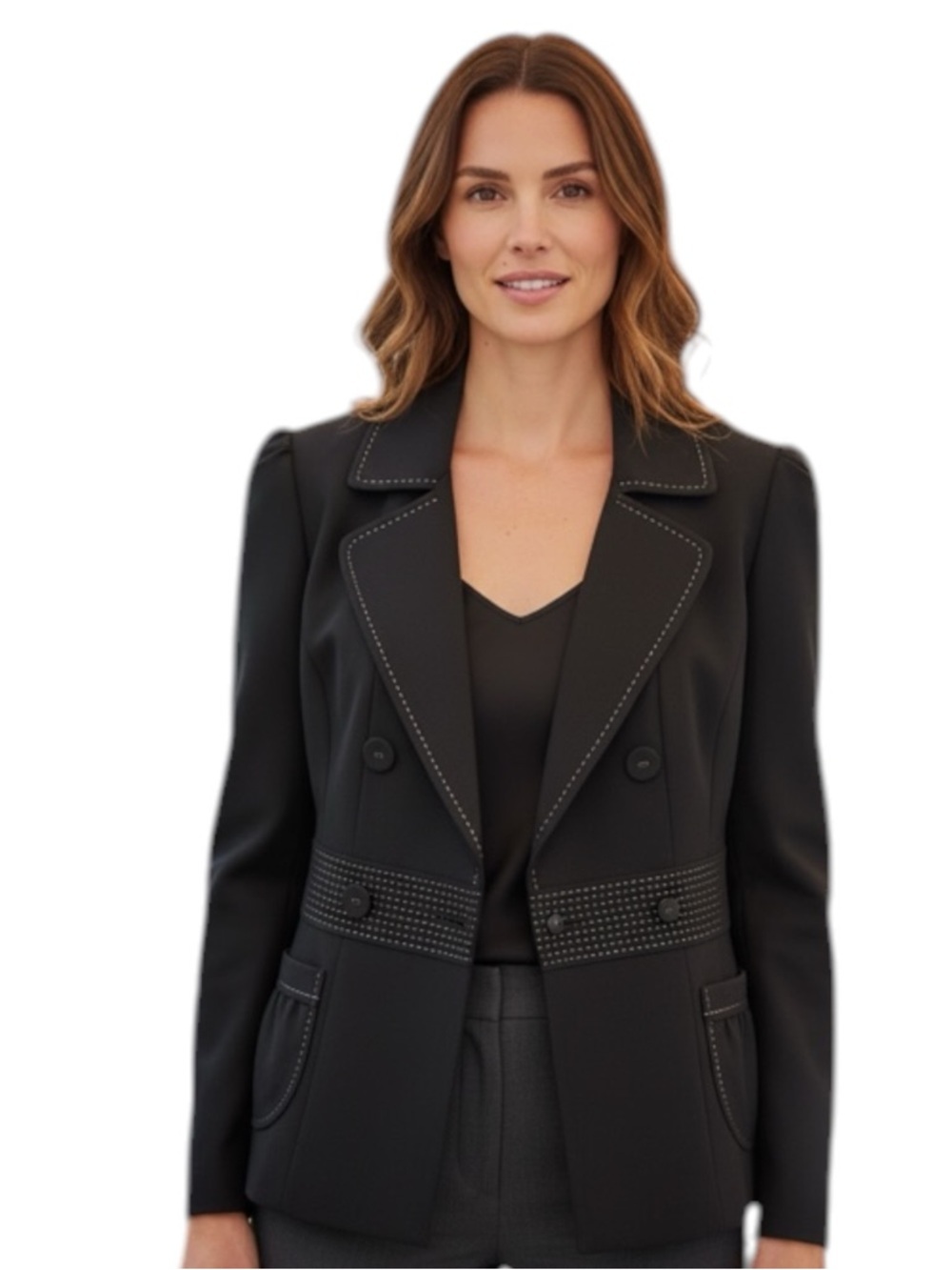 Anne Klein Black Blazer Jacket Size 2 Tailored Button Front Classic